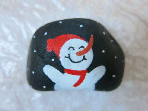 Bemalter Stein - Schneemann Nr. 2 (Unikat)